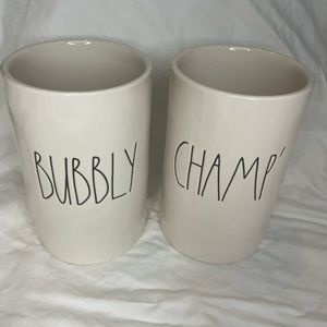 Rae Dunn BUBBLY and CHAMP' Champagne Bottle Holders Set of 2